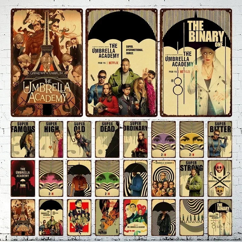 

Retro Tv Comedy The Umbrella Academy Posters Movie Metal Sign Wall Art Tin Painting Wall Poster For Home Room Bar Decoration