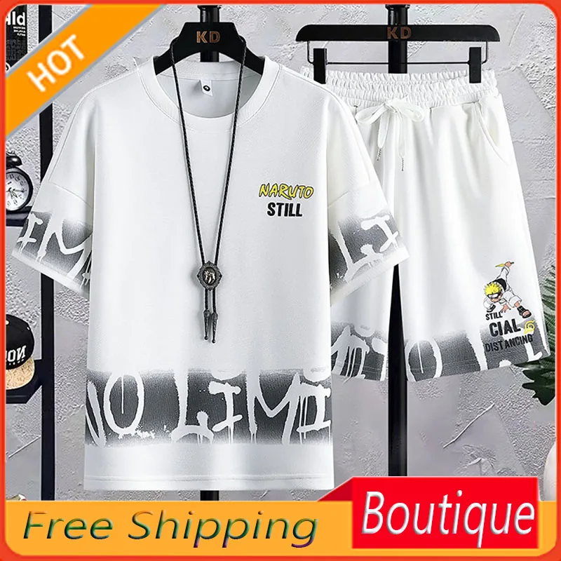 

Men's Short-Sleeved T-shirt Summer Fashion Brand Thin Fashion Brand Anime Leisure Sports Basketball Wear Waffle Suit Men