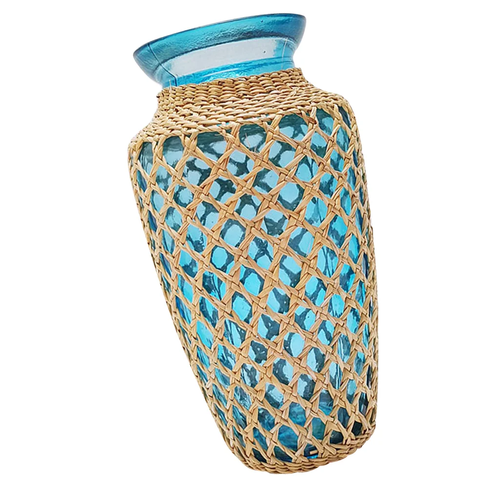 

Vase Flower Woven Rattanbasket Wicker Budplanter Vases Tall Pot Coverrustic Japanese Decorative Farmhouse Seagrass Cane