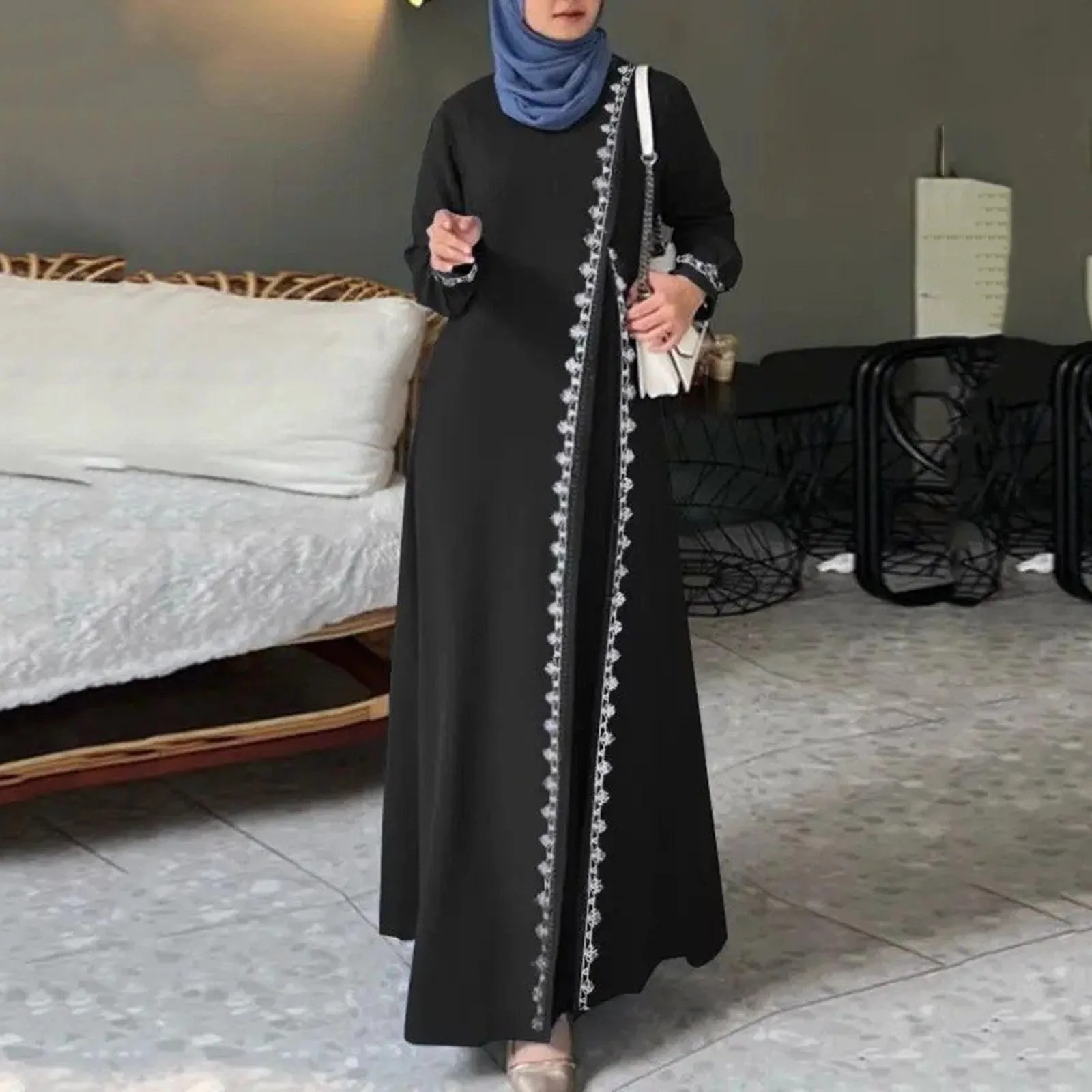 Винтажное однотонное мусульманское платье женский винтажный турецкий халат с