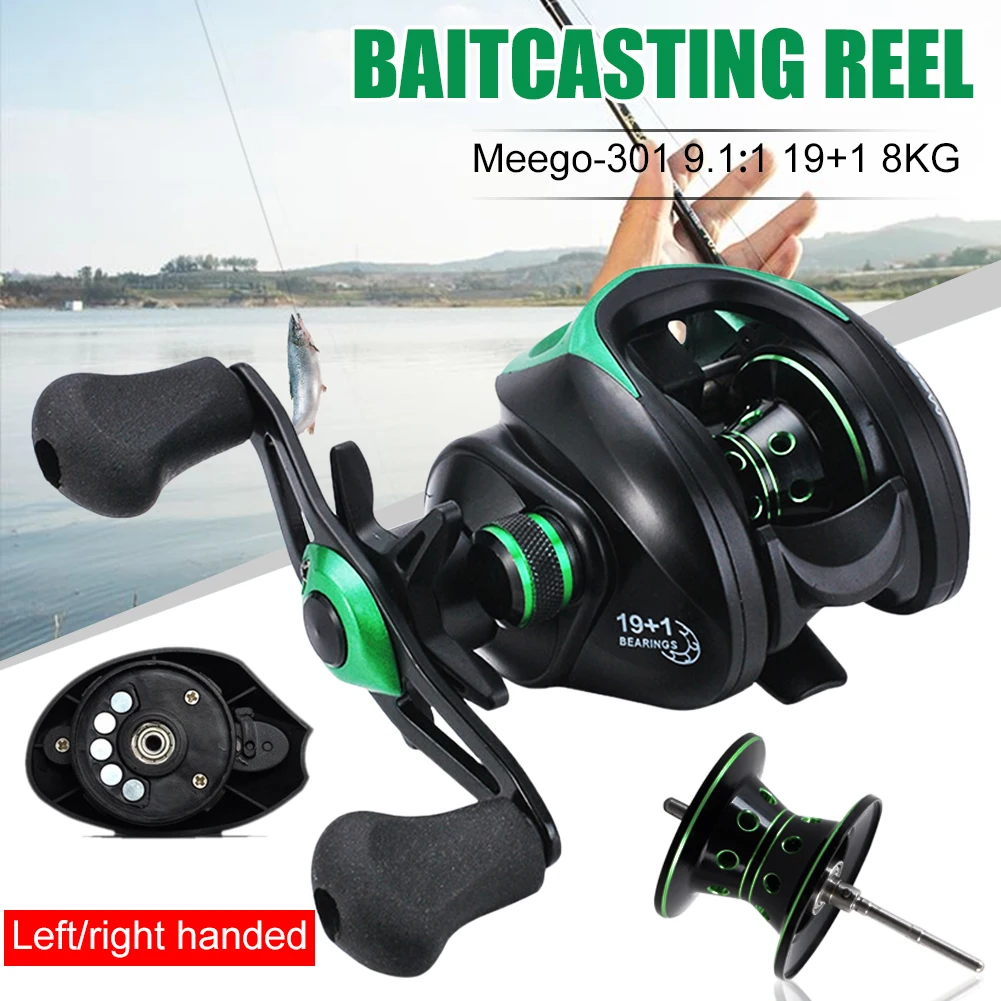 

Baitcasting Reel 8KG Max 9.1:1Drag Fishing Reel 10-Gear Magnetic Brake 19+1BB Gear Ratio Saltwater Freshwater Fishing Tackle