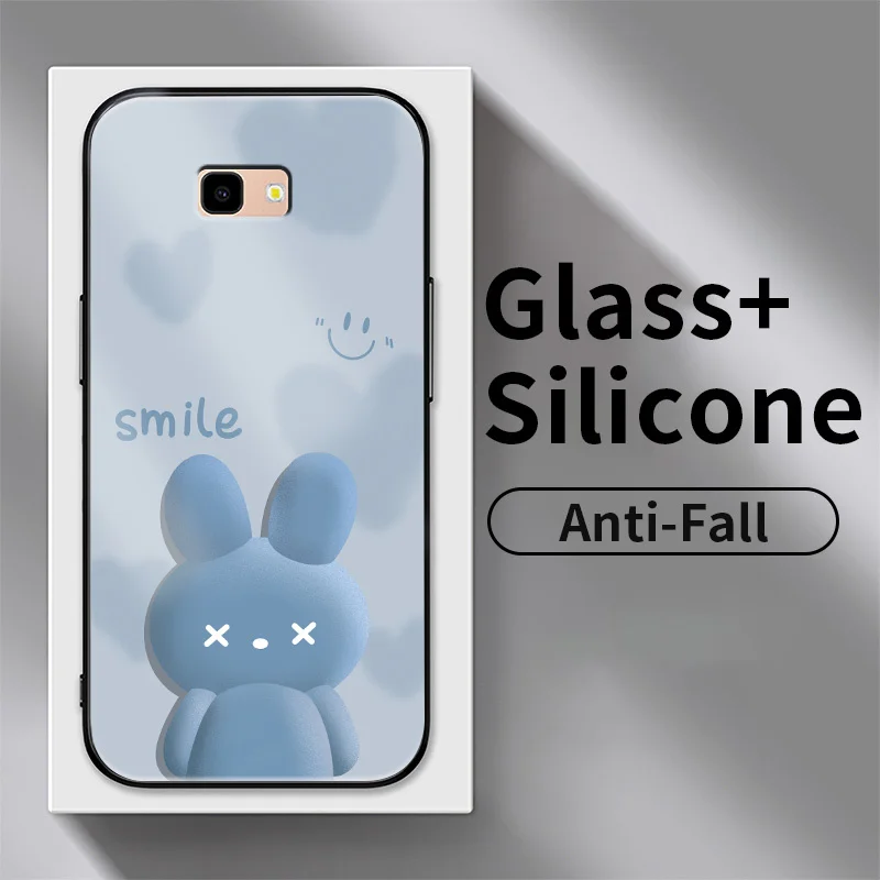 

For Samsung Galaxy J6 Plus J7 J7 Core J7 Plus J7 Pro J7 Prime J8 On7 2016 C7 2017 Gradient Love Rabbit Tempered Glass Phone Case