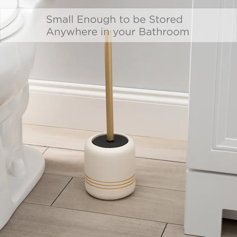 

Toilet Brush, White and Gold