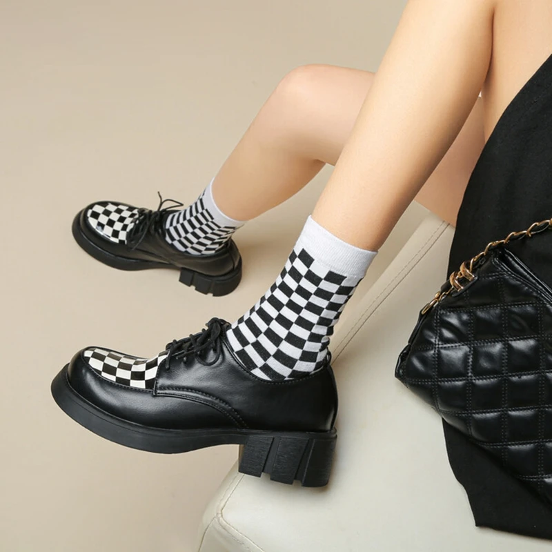 

BLXQPYT Zapatos De Mujer женская обувь удобная платформа на каблуке со шнуровкой и круглым носком модная простая женская повседневная черная обувь