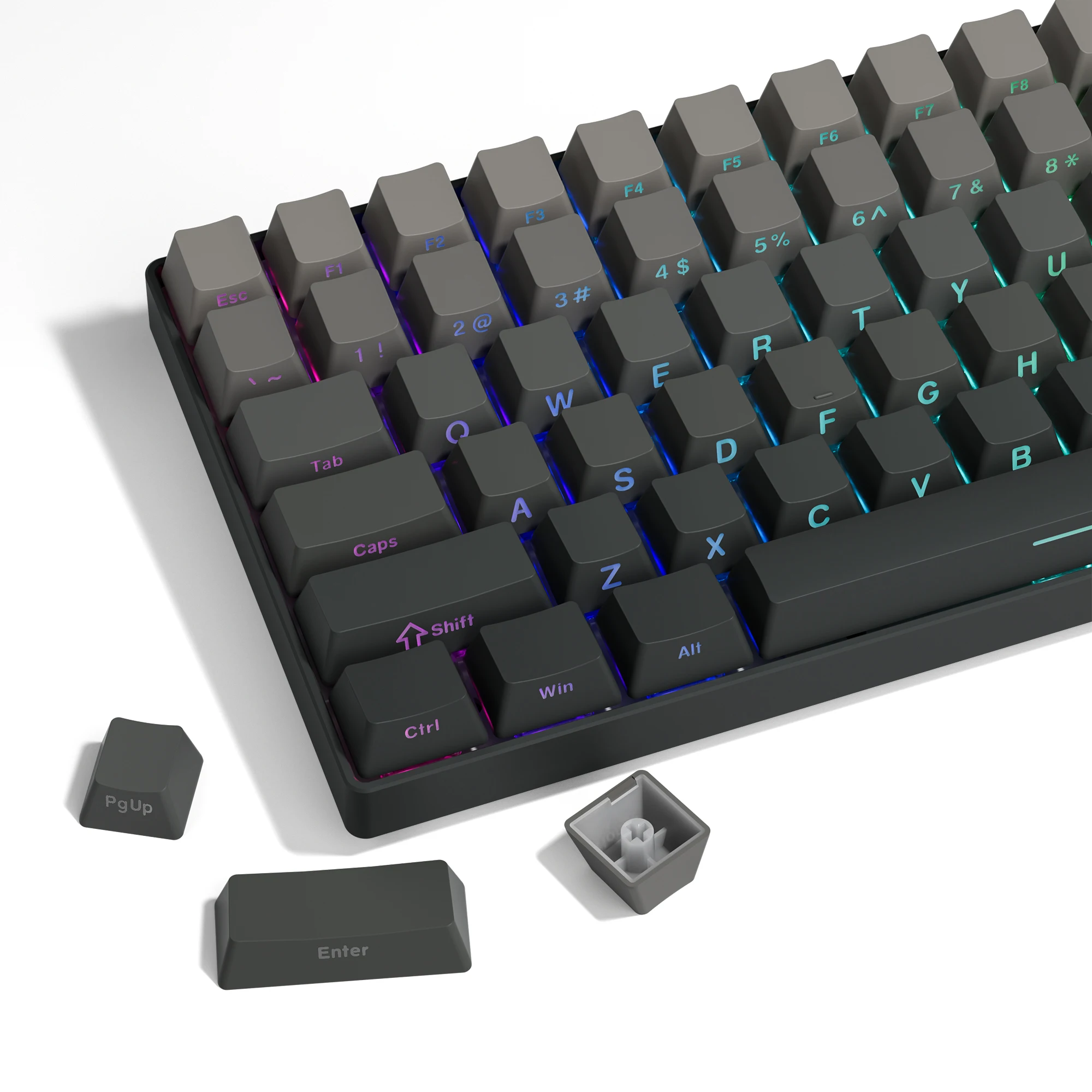 

OEM Profile PBT Double Shot Keycap 136 Keys Side-lit Shine Through Translucent Backlit keycaps for MX Switch Mechanical Keyboard