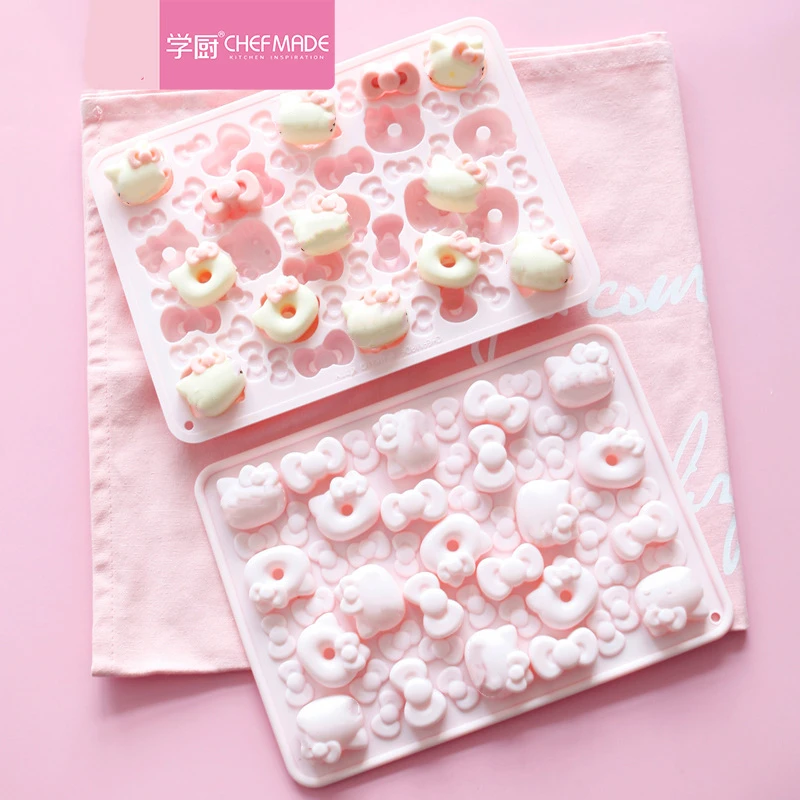 Pink Chocolate Mold Ice Tray Jelly Pudding Cake Cat Full Set of 3d Silicone Baking Accessories Tools |