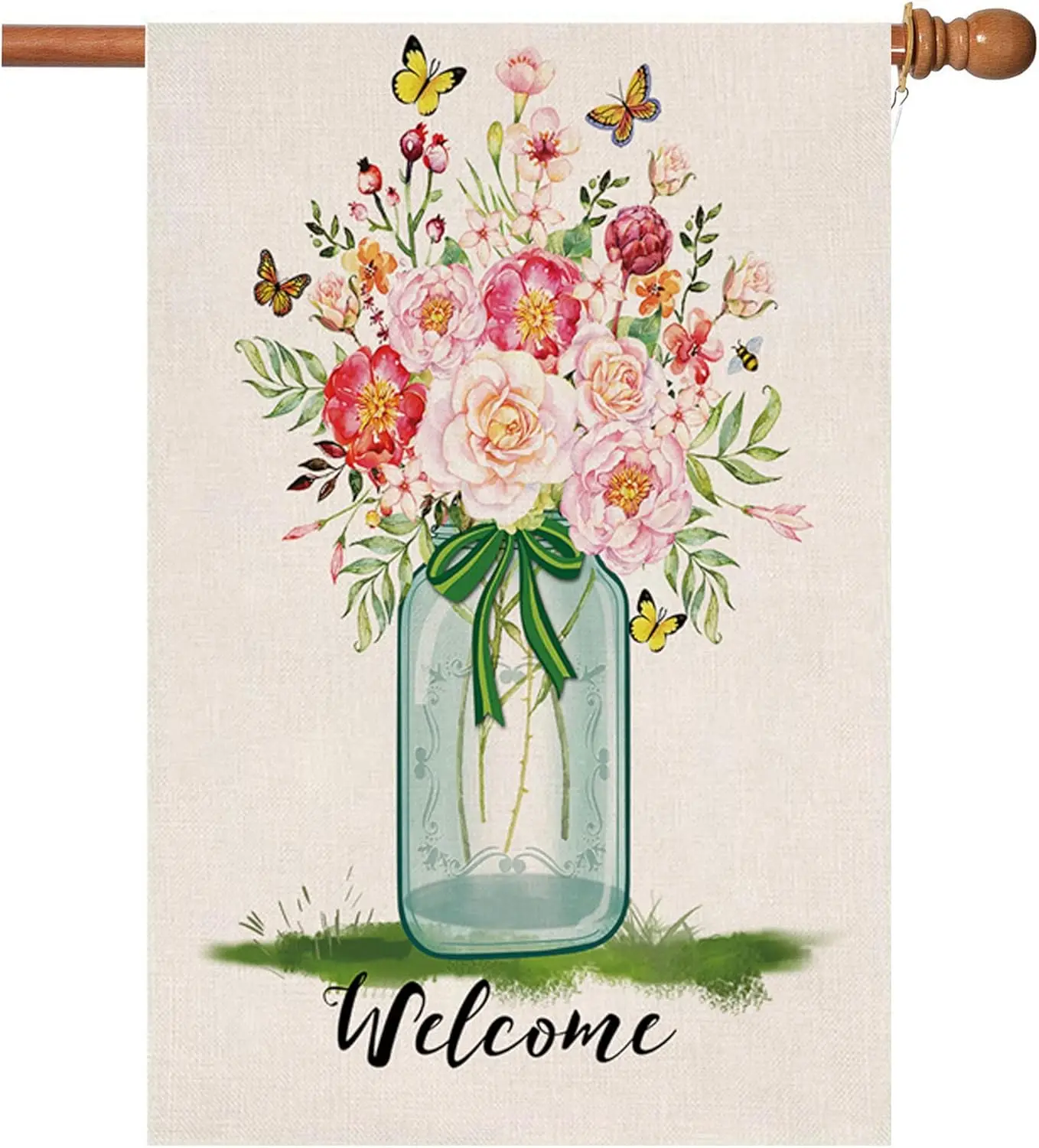 Hello Spring Flag,Spring Garden Flag Double Sided Welcome Burlap ...