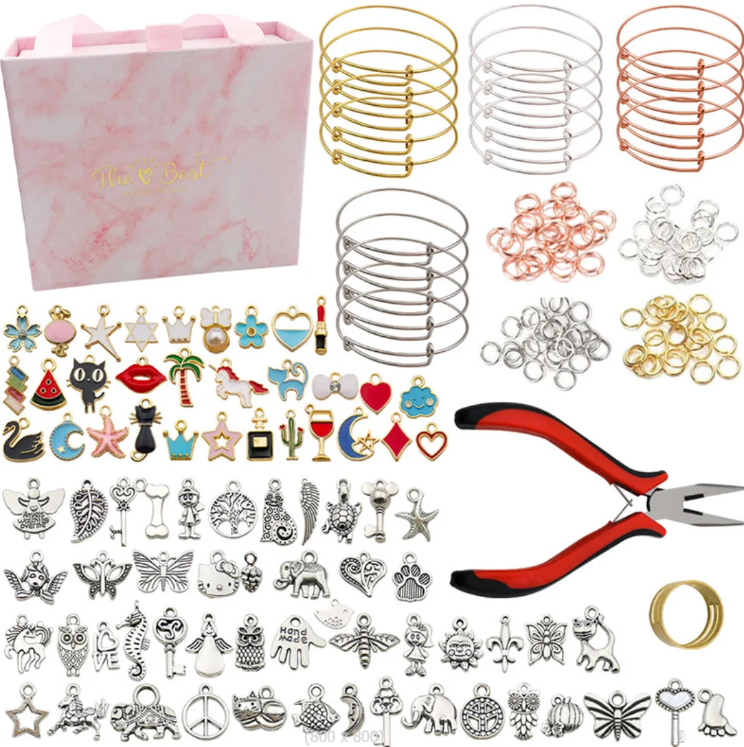 

DIY Bracelet Kit Jewelry Making Accessories Set 925 Sliver Color Kid Handmade Pendant Charms Bracelets Women Girl Birthday Gift