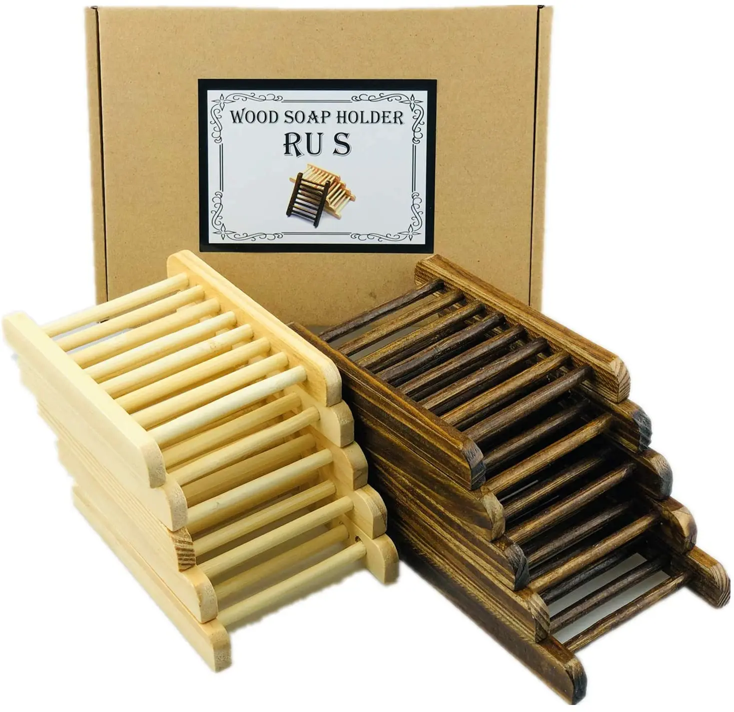 

Ru S 10 Piece Home Bamboo Wood Soap Holder, Bathroom Wooden Soap Case, Hand Craft Bathtub Shower Dish Accessories