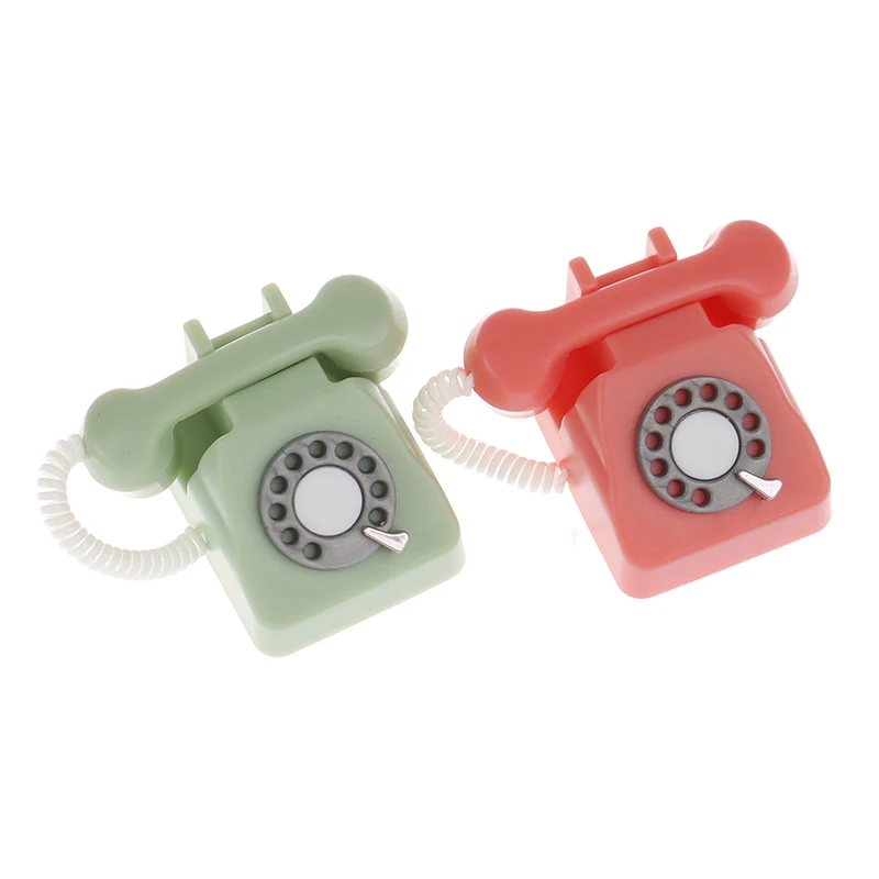 

1: 12 Dollhouse Simulated Mini Telephones Furniture Accessories for Doll House Decor Kids Pretend Play Toys
