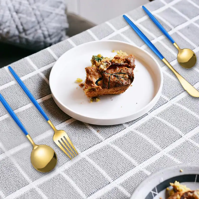 

Набор разноцветной столовой посуды из нержавеющей стали, 30 шт., набор столовых приборов, нож, вилка, ложка, столовые приборы, кухонные аксессуары