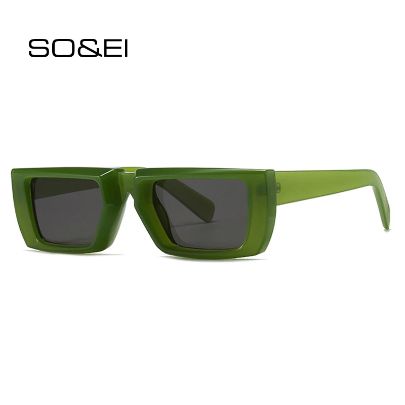 

SO&EI Fashion Small Rectangle Sunglasses Women Retro Jelly Color Gradient Shades UV400 Men Trending Y2K Punk Square Sun Glasses