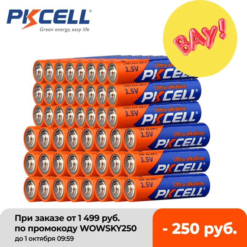 

24x PKCELL щелочная батарея 1,5 В LR6 AA AM3 батареи + 24 шт. LR03 AAA сухие щелочные батарейки 1,5 в 3A AM4 батарея