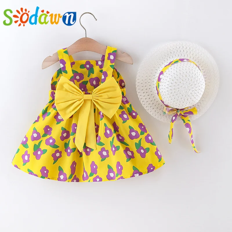 

Sodawn Summer Cute Floral Sundress Newborn Baby Girl Clothes Sleeveless Bowknot Decoration Toddler Dress