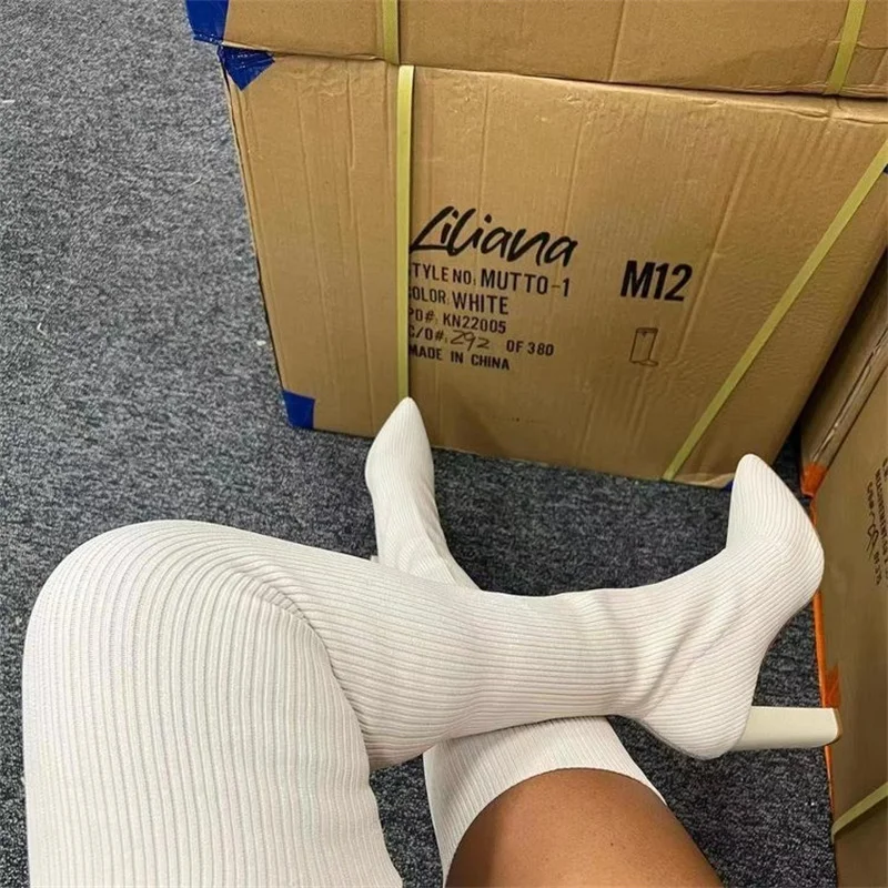 Autumn and winter luxury new women's thick-soled thick-heeled warm over-the-knee boots women's towel cotton boots motorcycle boo