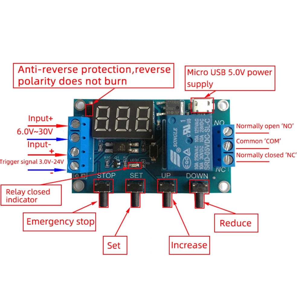 Релейный модуль постоянного тока 6-30 в 1-канальный релейный таймер фотоцикл