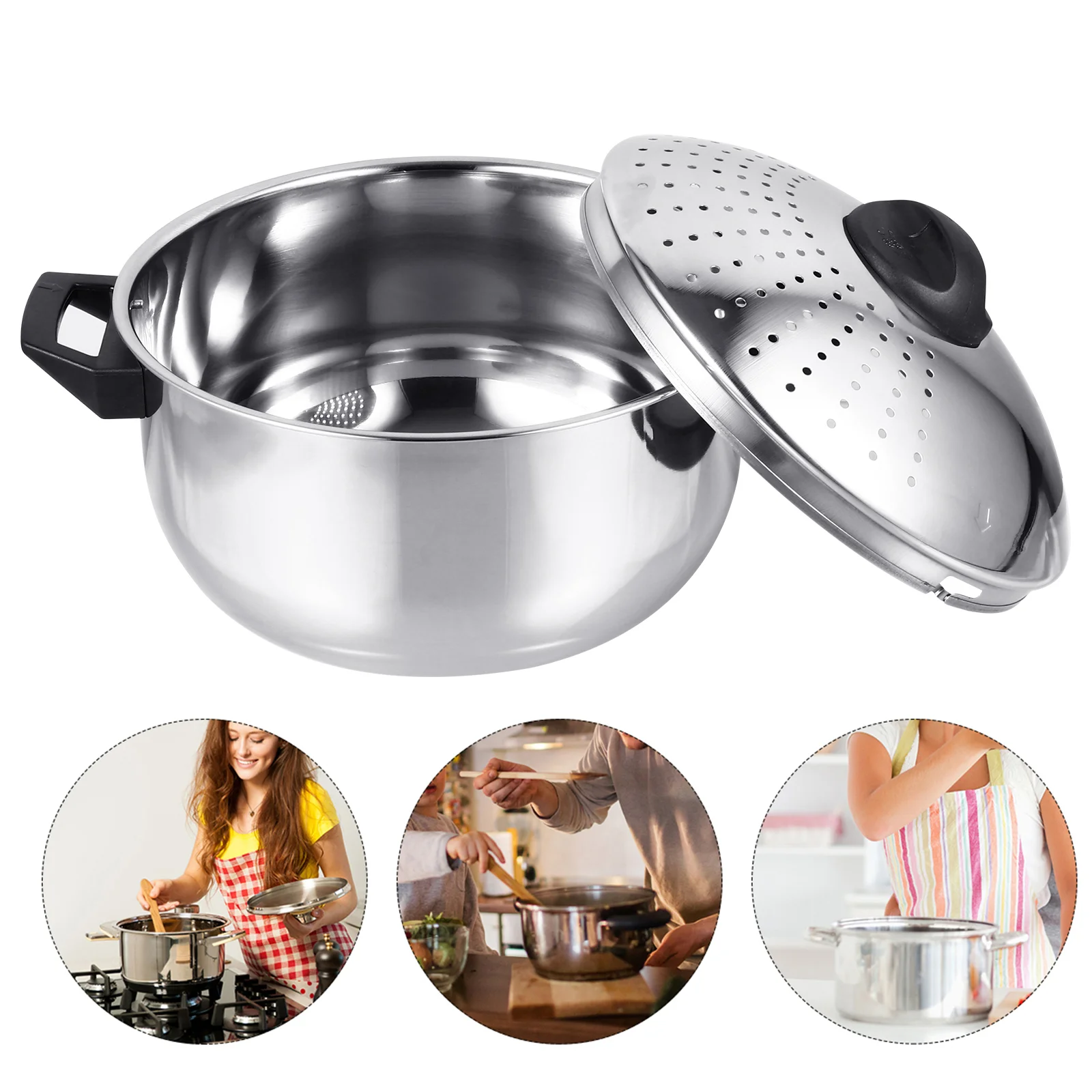 

Pot Pasta Steel Stainless Cooking Strainer Lid Noodles Soup Cooker Pan Ramen Spaghetti Saucepan Steamer Boiling Stock Kitchen