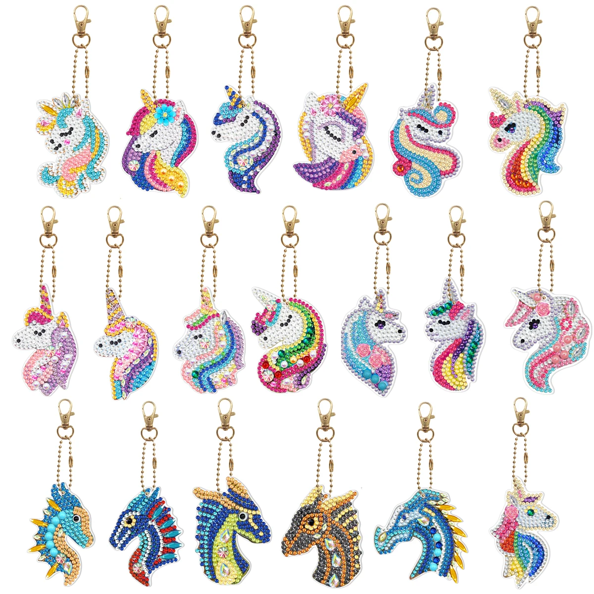 

New Double Sided Colored Diamond Unicorn Keychain Kit DIY Diamond Painting Embroidered Animal Bag Pendant DIY Birthday Gift