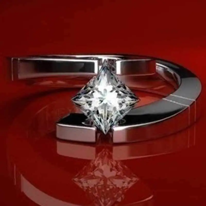 

HUITAN Stylish Unique Ring For Girl Fashion Square Cubic Zircon Channel Setting Special Present For Wife Classic Women Ring