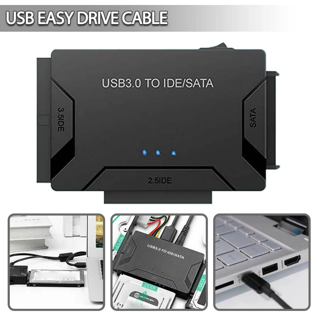 

1pc USB 3.0 To IDE Hard Disk Adapter 2 In 1 SATA Hard Drive Converter External Power For 2.5 3.5 Inch HDD SSD Notebook Desktop