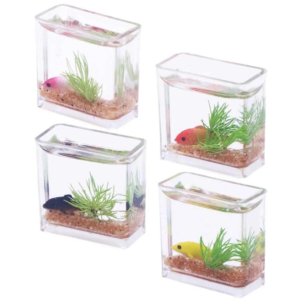 

Small Toy Mini Aquarium Tiny Fish Tanks Kitchen Table Centerpieces Miniature Craft Bowl