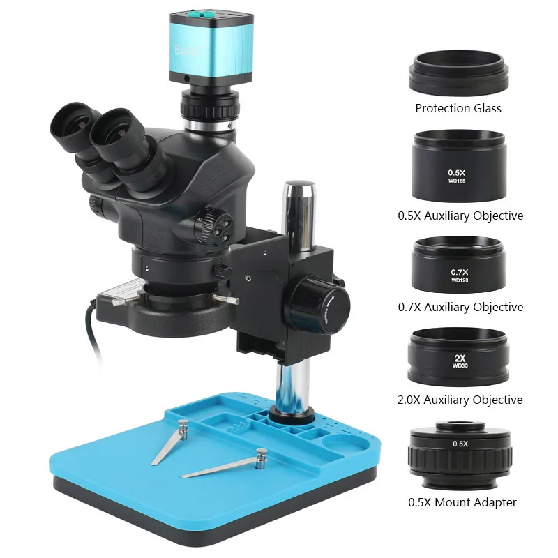 

1080P 48MP 2K 4K HDMI USB VGA Video Camera 50X 100X Simul Focal Trinocular Stereo Microscope Suit For Phone Repair PCB Soldering
