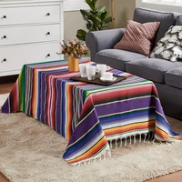 mexican style tablecloth cotton blankets party decoration tassel tablecloths rainbow woven beach mats table runner flags