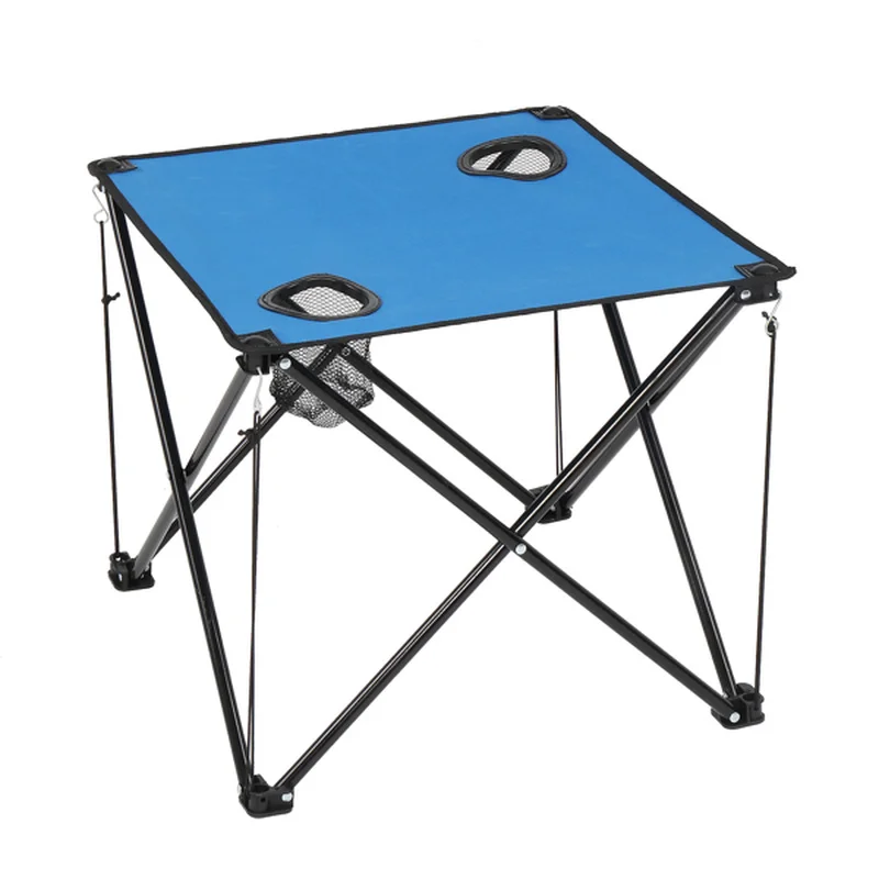 Oxford Cloth Steel Square Outdoor Folding Table Blue
