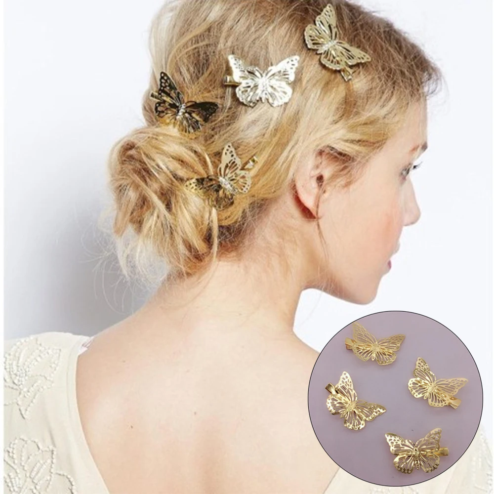 

Fashion Hollow Out Butterfly Hair Clip Metal Butterflies Barrette Girl Headwear Hair Jewelry Accessories Bride Hair Styling Tool