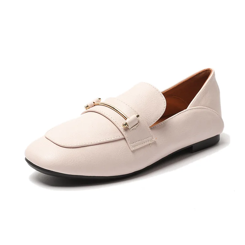 

Women's Single Shoes Genuine Leather Shoes Women Luxury Designer Mixed Color Loafers Casual Flat Shoes Cover Feet Womens Flats