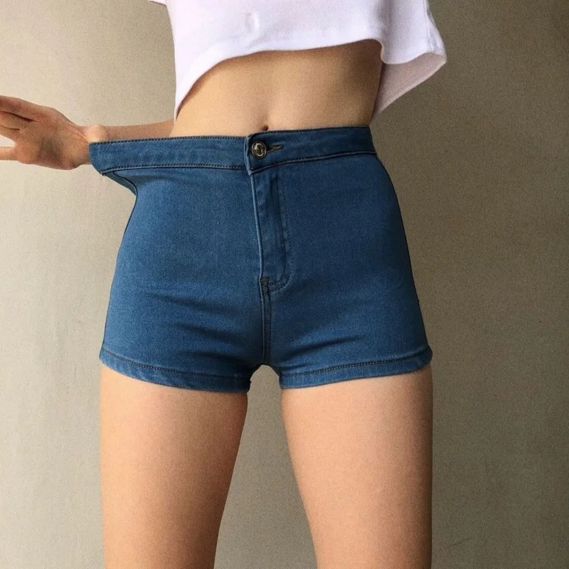 Denim Shorts Women Summer 2023 New Sexy Stretch Slim Push Up Hips Elastic Cotton Straight Shourt Jeans Streetwear Casual Outfits