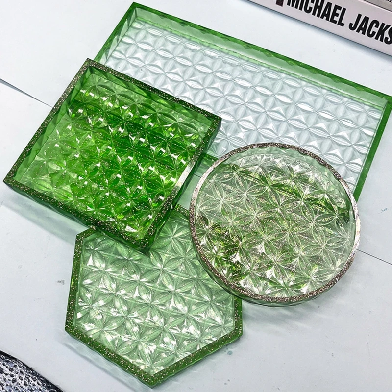 

Durable Dishes Plate Silicone Mold Four-leaf Clover Tray Epoxy Casting Mould Jewelry Craft Mould Tool for Home Office