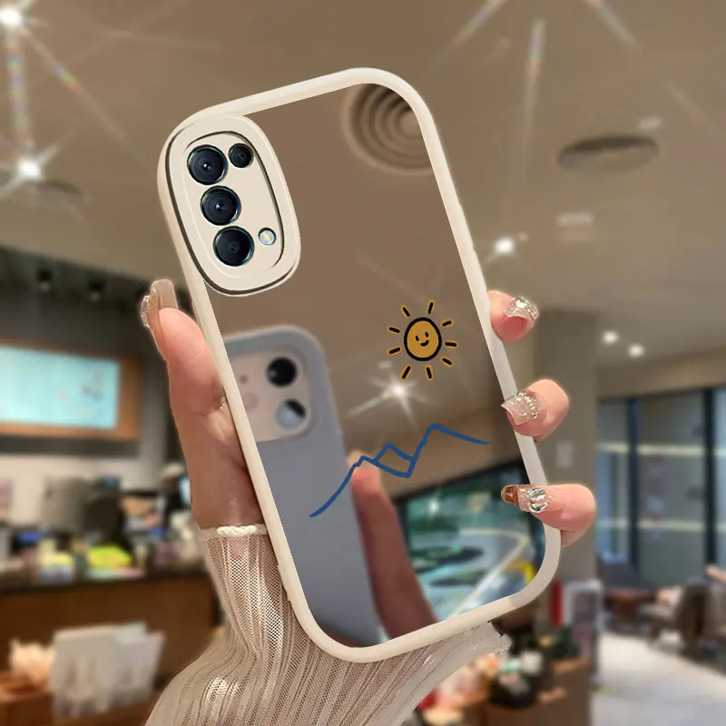 Мягкий силиконовый зеркальный чехол с рисунком Луны и солнца для OPPO F23 F17 F19 F11 F9 F21