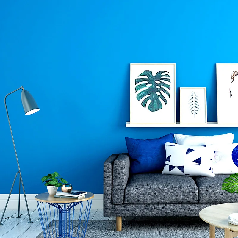 

Solid Color Background Wallpaper Living Room Bedroom Modern Simple Plain Ocean Mediterranean Style Children's Room Blue Wallpape