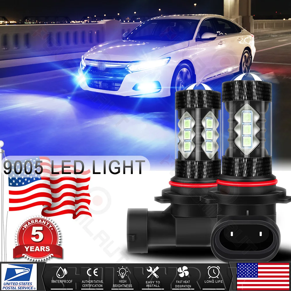

PCVBMLAUT 2PCS Car lights 2947-9005 Super Bright LED Headlights High Low Beam Fog Light Bulb White 6000K Car accsesories