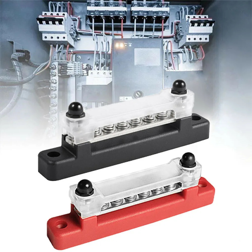 

6 Terminal Bus Bar Kit 300V AC /48V DC Block Distribution PC Red&black