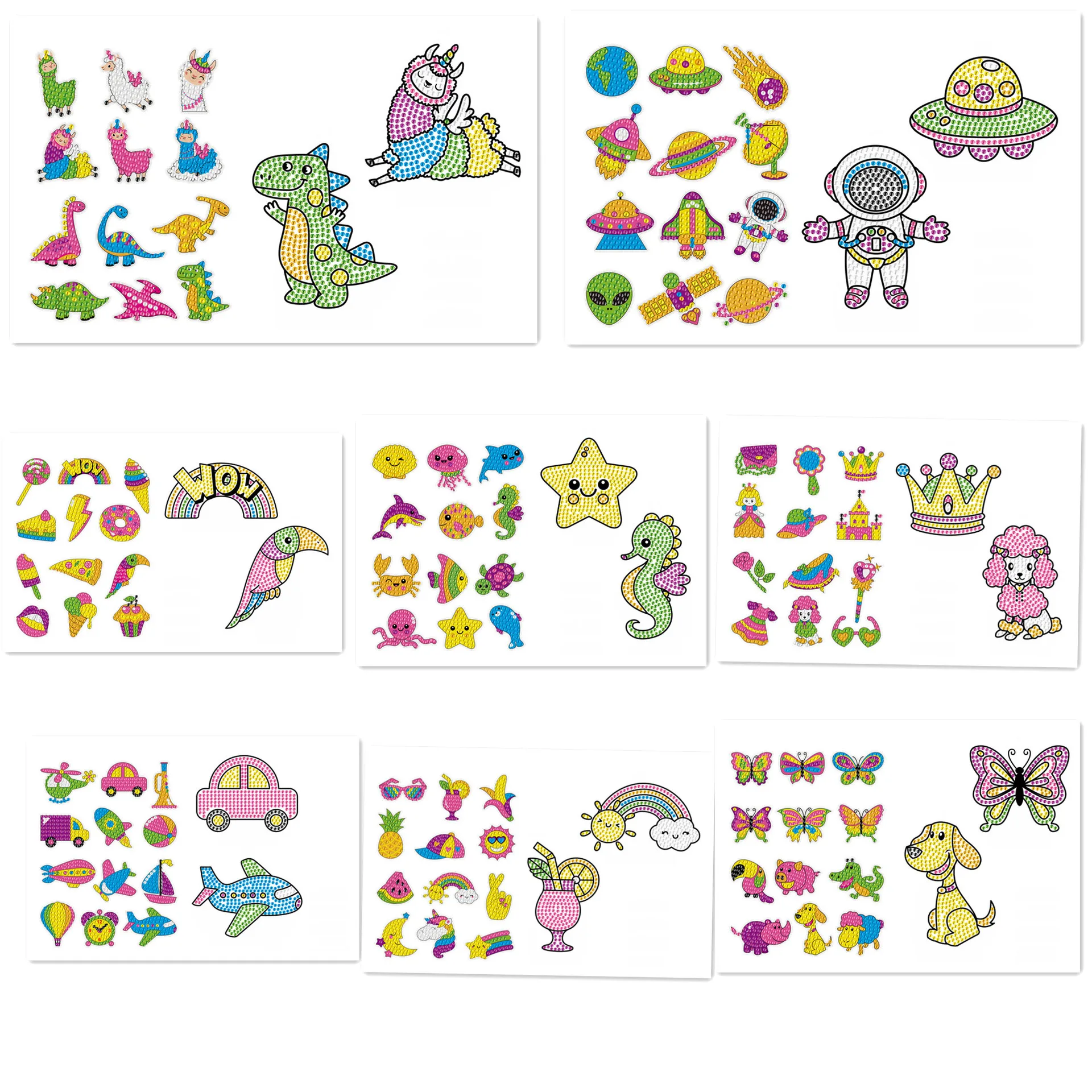 

Hot DIY Diamond Stickers Handmade Crystal Paste Animal Painting Mosaic Puzzle Toys Car Butterfly Space Kids Stickers Toy Gift