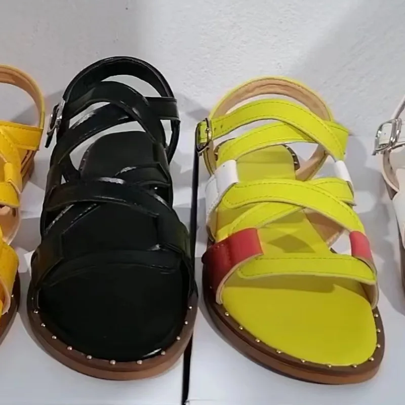 Летние новые римские Тапочки женские сандалии Sho на плоской подошве Пляжная