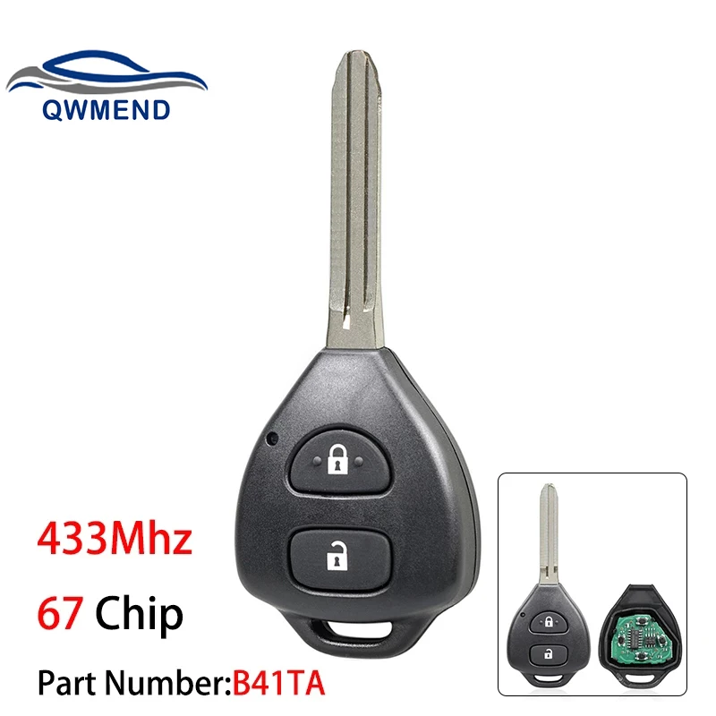 Дистанционный ключ QWMEND с 3 кнопками для Toyota Hilux Yaris 2005 2006 2007 2008 2009 Автомобильный 433