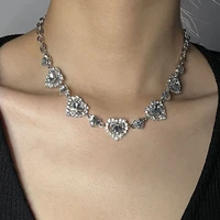 inlaid zircon heart necklace exaggerated design fashionable all match party collarbone chain necklace for women