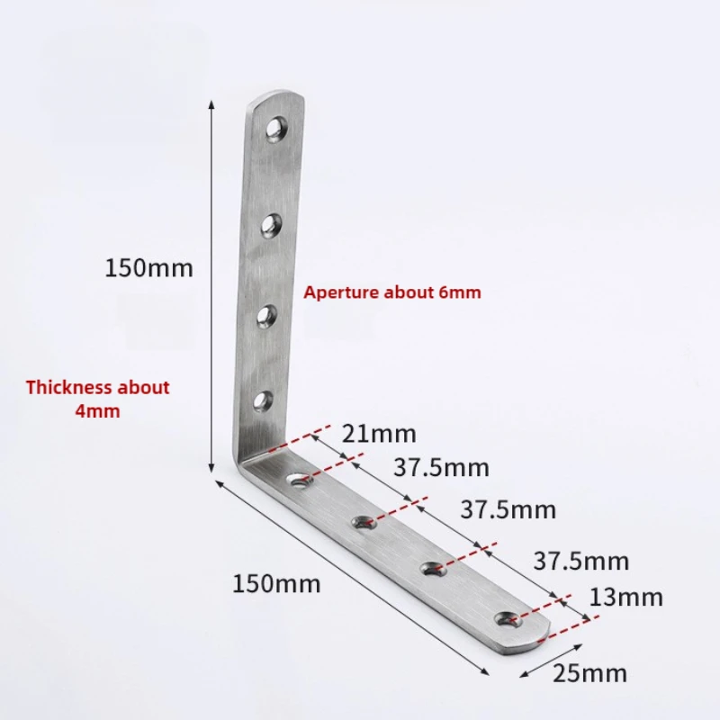 Квадратный угловой кронштейн из нержавеющей стали сверхмощный 90 ° L-образная
