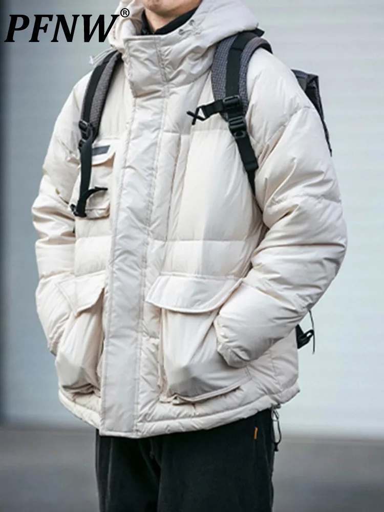 

Мужской пуховик с капюшоном PFNW, утепленный короткий свободный пуховик на молнии, с хлопковой подкладкой, в Корейском стиле, Осень-зима 2022