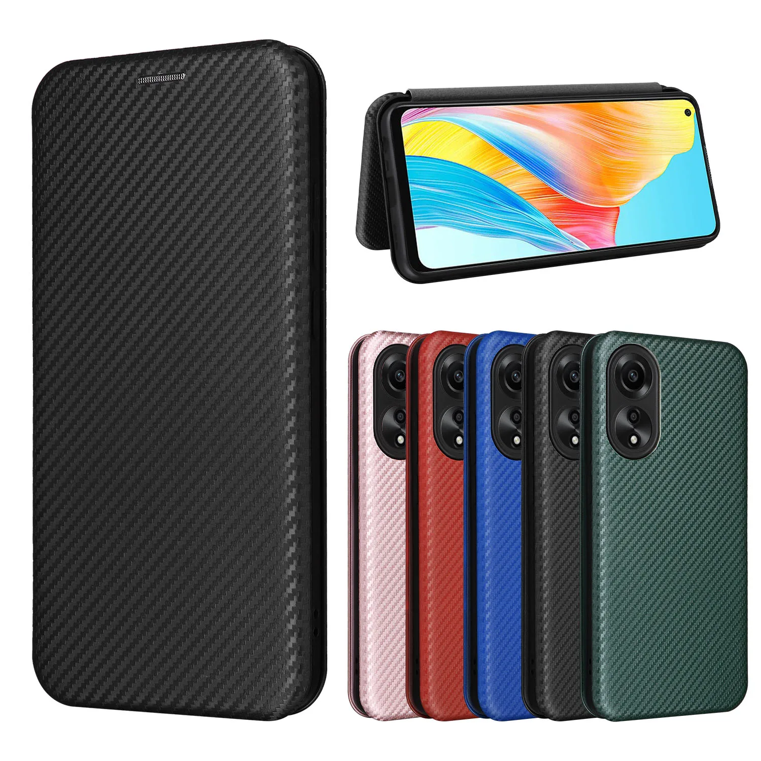 Флип-чехол для OPPO A78 4G CPH2565 6 43 дюйма искусственная кожа из углеродного волокна