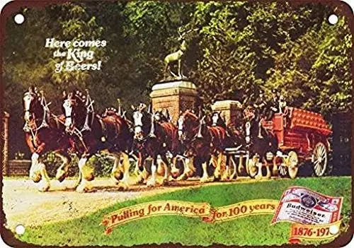 Металлическая табличка 8 x 12 дюймов, 1976 год, Bud Clydesdales, винтажный дизайн, репродукция, декор для стен (art.: 3920da027dde4) - 3920da027dde4