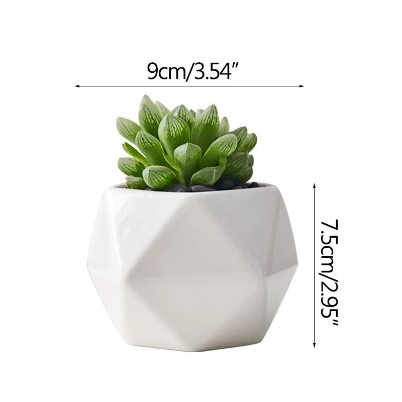 Геометрический белый фарфоровый керамический цветочный горшок Strongwell
