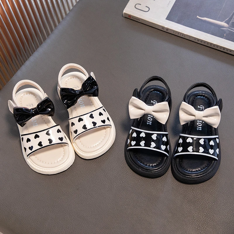 

Children's Sandals Polka Dot Print Summer New Girls Glossy Butterfly Knot Open Toe Breathable Children's Fashion Shoes 2023 Cool