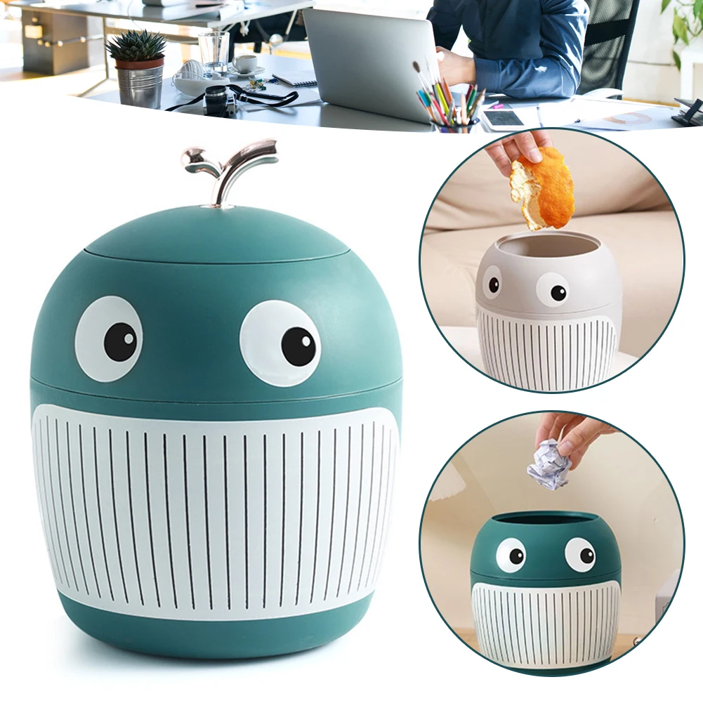 

Маленькая настольная корзина для мусора в форме Кита с крышкой, легкая и прочная офисная корзина для мусора без запаха и экологически безоп...
