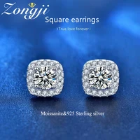 925 sterling silver jewelry 1 0 carat 100 genuine d color square moissanite earrings mens wedding womens stud earrings