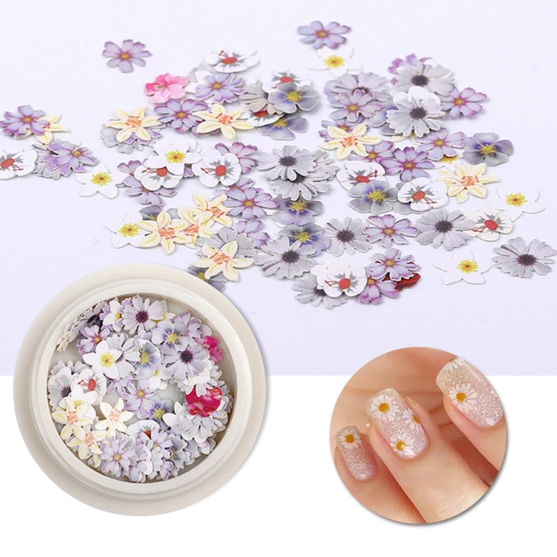 

652F 1 Set 9 Styles Wood Pulp Sheets DIY 3D Flower Nail Decal Stickers for UV Epoxy Resin Molds Nail Art Manicure Handcraft