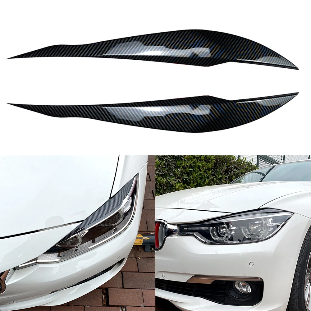 

2Pcs Car Headlight Cover Eyelid For BMW 3 Series F30 F35 2013-2018 Gloss Black Head Light Eyebrow ABS Plastic 40*5*5cm